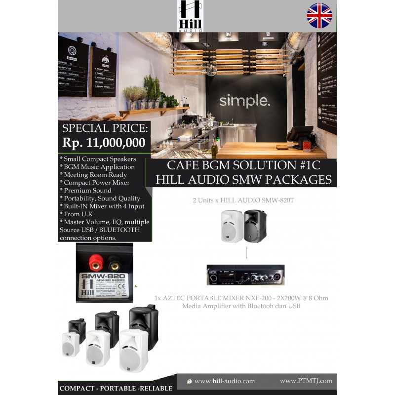 PAKET CAFE BGM SOLUTION #1C HILL AUDIO SMW PACKAGE...