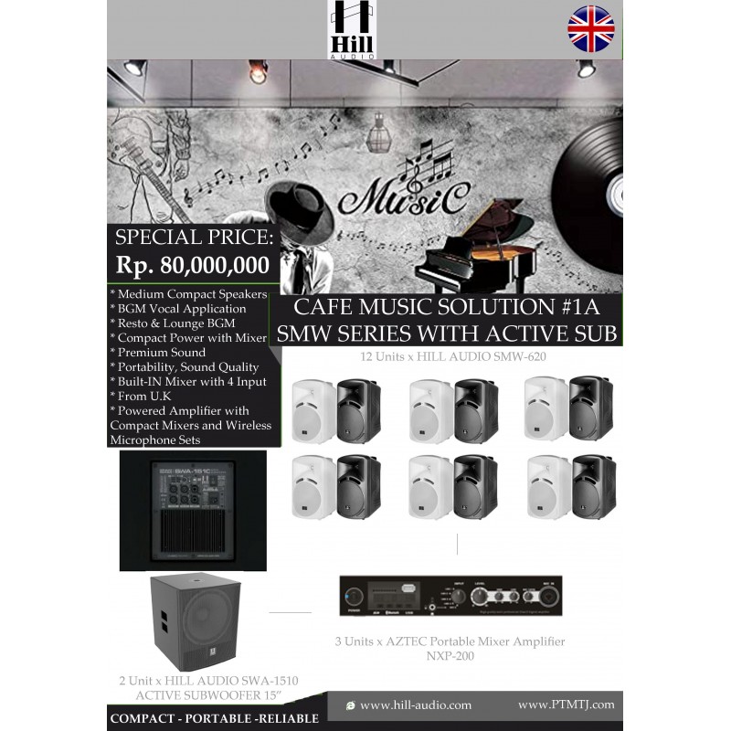 PAKET CAFE MUSIC SOLUTION #1A SMW SERIES WITH ACTIVE SUB